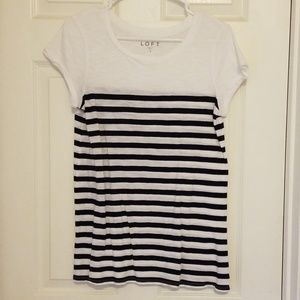 White with blue stripes tee